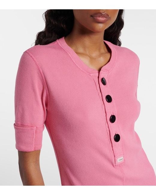 Chloé Pink Cotton Minidress