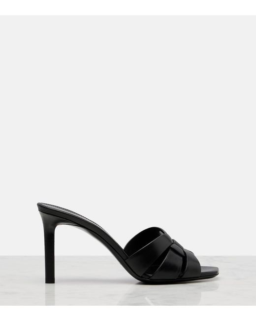 Saint Laurent Black Tribute Leather Mules
