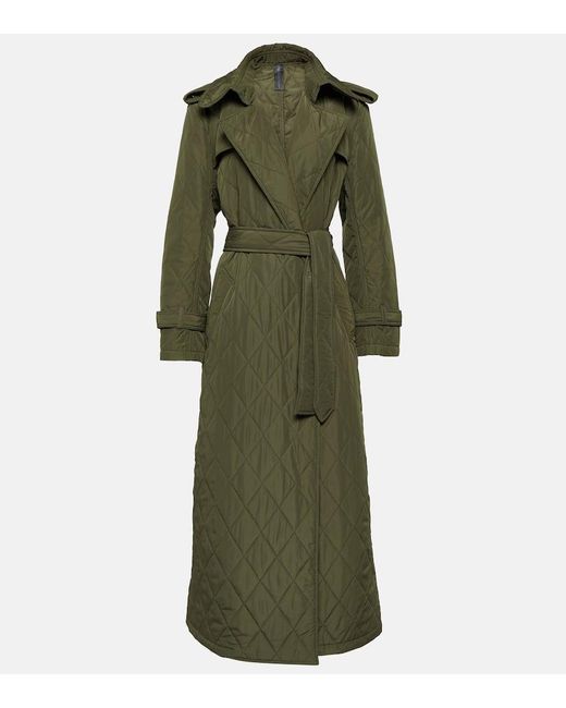 Norma Kamali Green Quilted Trench Coat