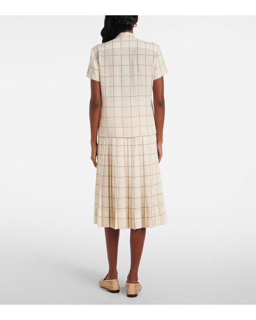 Loro Piana Natural Febe Checked Silk Blouse