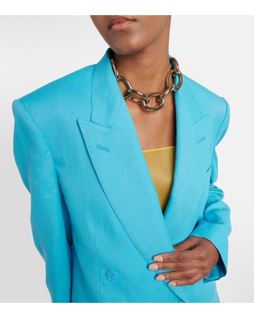 Stella McCartney Blue Double-Breasted Twill Blazer