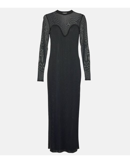 Nina Ricci Black Mesh Semi-sheer Maxi Dress