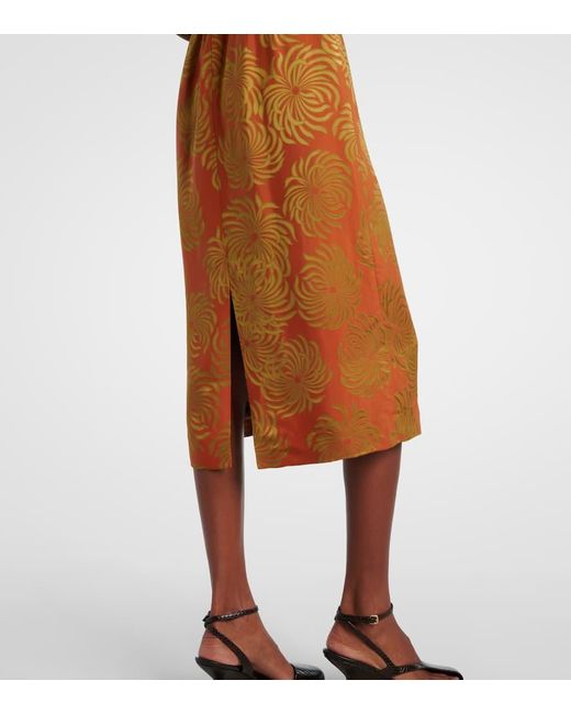 Falda Midi Estampada Dries Van Noten de color Brown