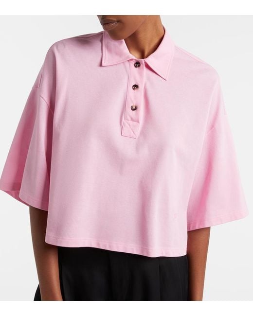 Bottega Veneta Pink Cropped Cotton Polo Shirt