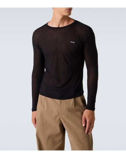 Miu Miu Black Logo Cotton Jersey T-Shirt for men