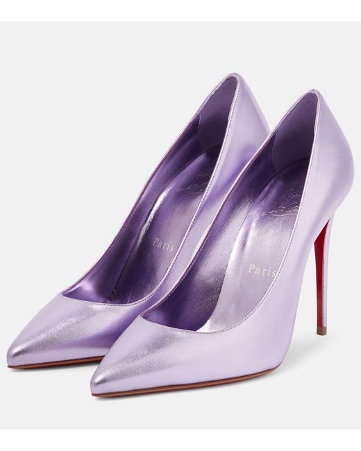 Salones Kate 100 de piel metalizada Christian Louboutin de color Purple