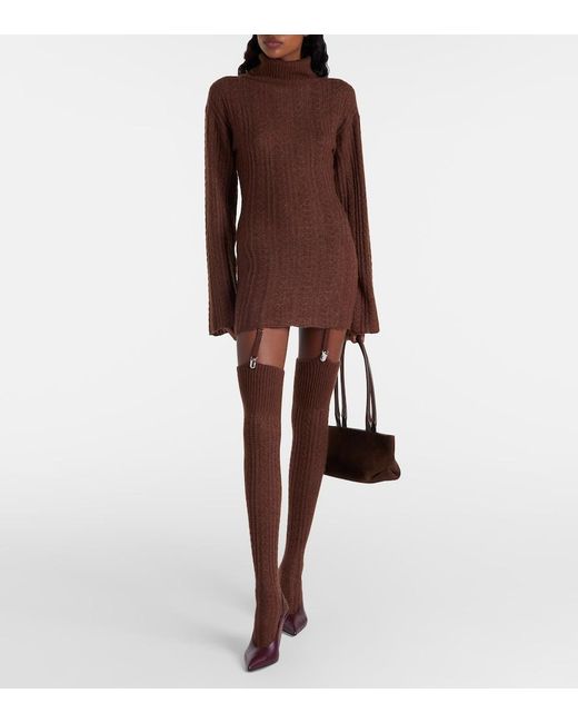 AYA MUSE Brown Cable-Knit Minidress And Tights Set