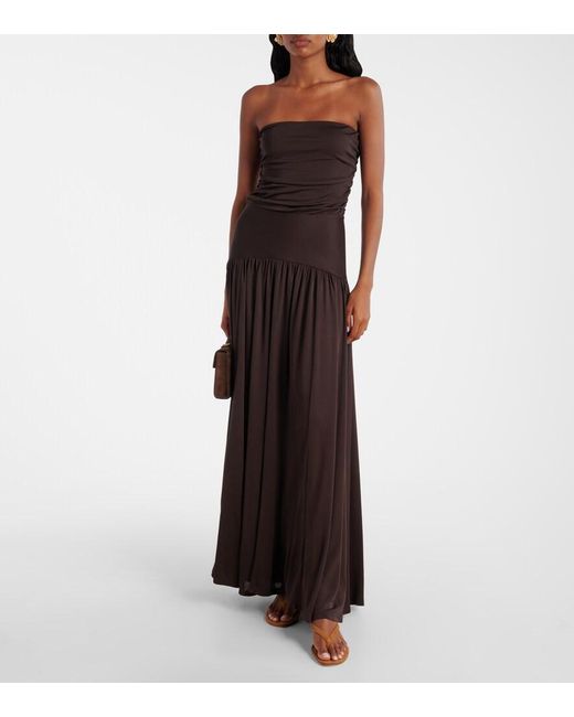 Staud Brown Freja 60 Suede Thong Sandals