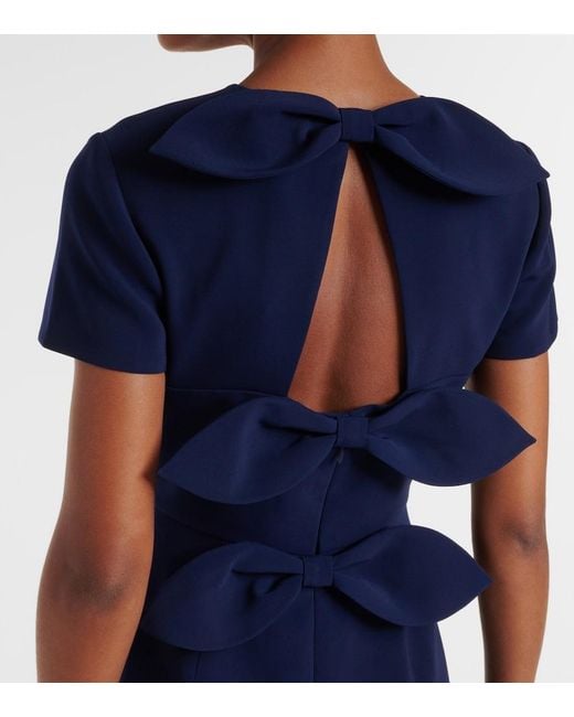 Carolina Herrera Blue Embroidered Bow-Detail Gown