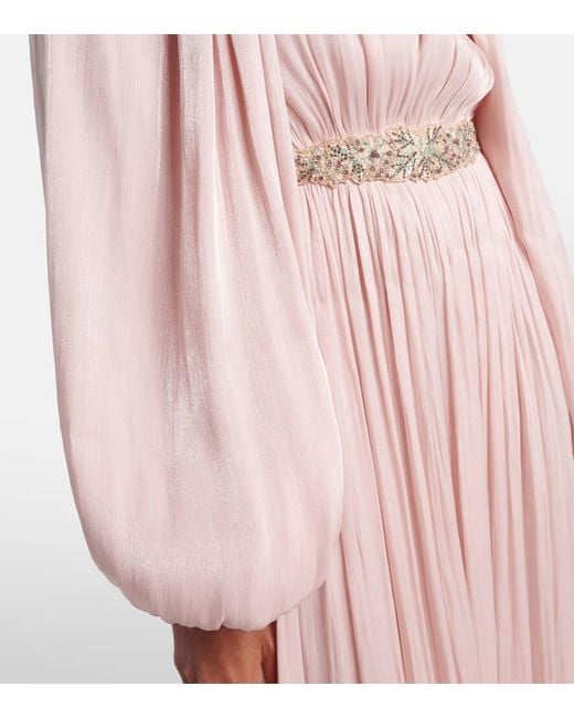 Costarellos Pink Jazmin Georgette Lame Gown