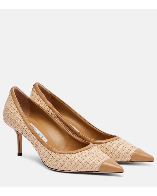 Jimmy Choo Brown Love 65 Raffia-Effect Pumps