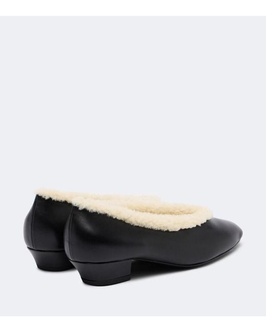 Magda Butrym Black Shearling-Lined Leather Pumps