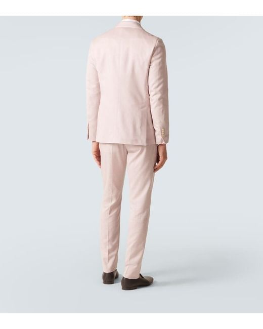 Lardini Pink Wool, Silk, And Linen Suit for men