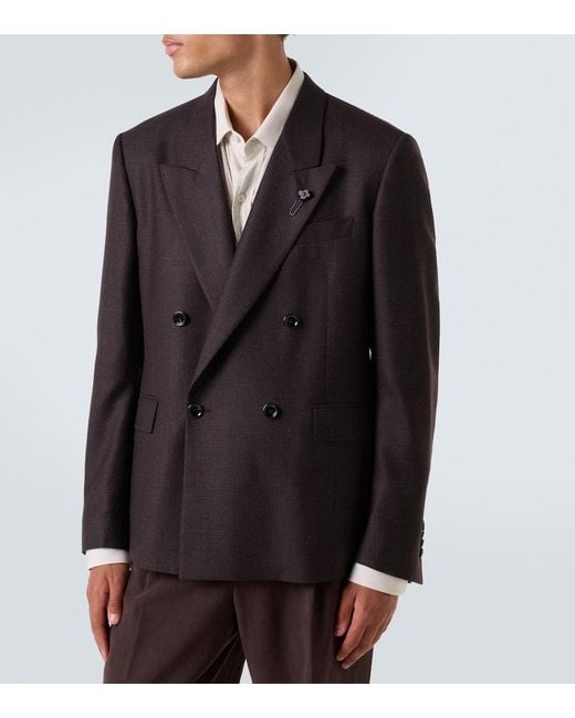 Lardini Black Double-Breasted Wool Blazer for men