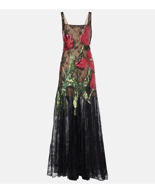 Costarellos Black Felice Sequined Gown