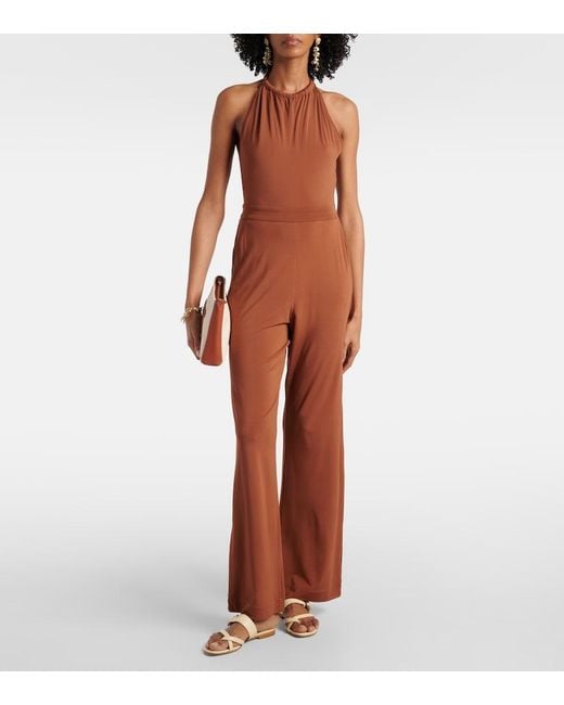Max Mara Brown Parsec Halterneck Beach Jumpsuit