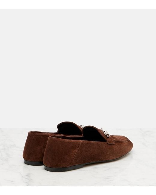 Gucci Brown Jordaan Horsebit Suede Loafers