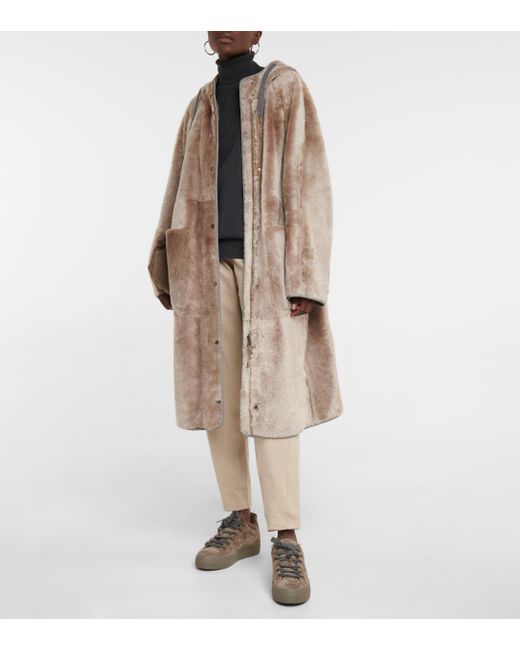 Abrigo de borrego reversible de Brunello Cucinelli de color Marrón | Lyst