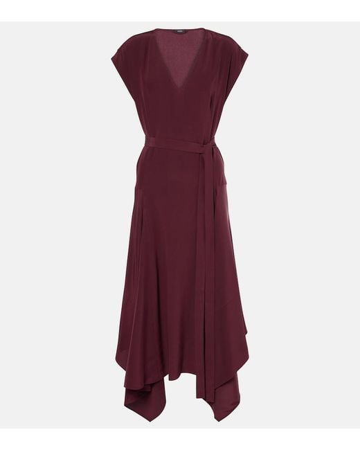 Joseph Purple Silk Crepe Midi Dress