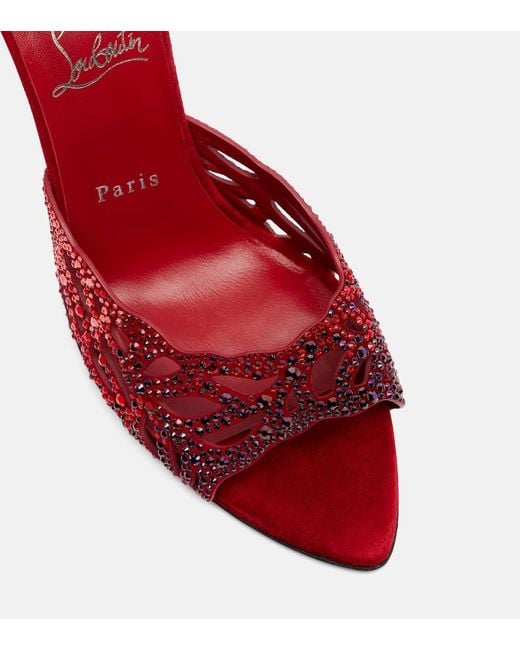 Christian Louboutin Red Pantoletten Lasera 100 Mit Kristallen