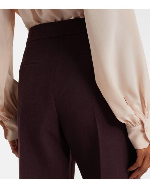 Chloé Purple Weite High-Rise-Hose Aus Schurwolle