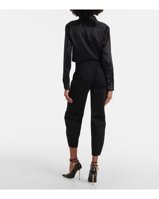 Tom Ford Black Cotton Twill Cargo Pants