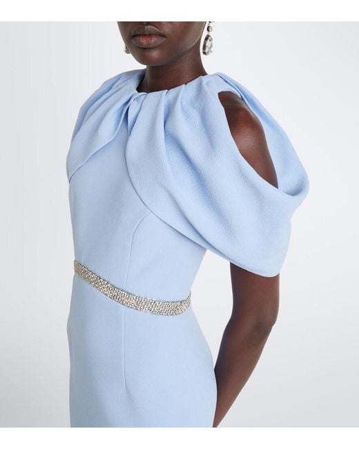 Rebecca Vallance Blue Aylin Embellished Crepe Gown