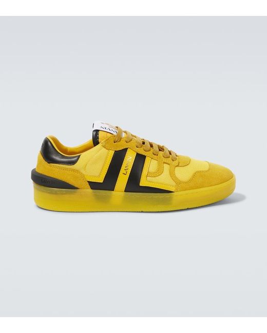 Lanvin Yellow Clay Leather-Trimmed Sneakers for men