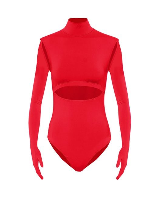 Vetements Red Bodysuit With Gloves