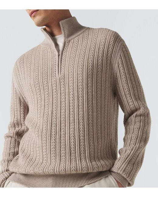 Agnona Natural Cashmere, Wool, And Silk Half-Zip Sweater for men