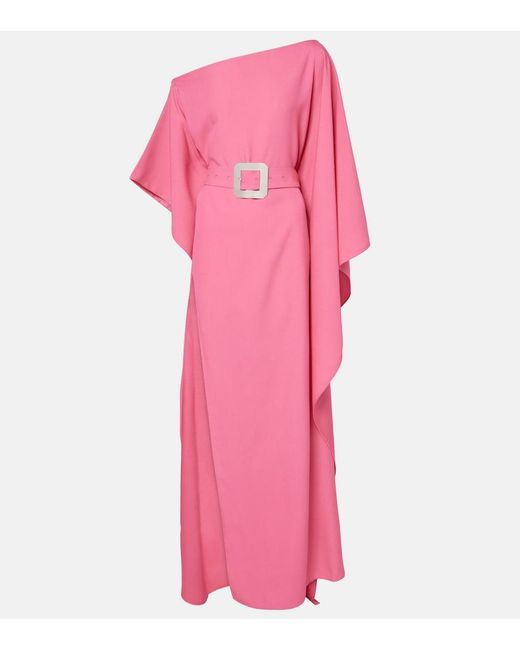 ‎Taller Marmo Pink Taylor Belted Crepe Cady Kaftan