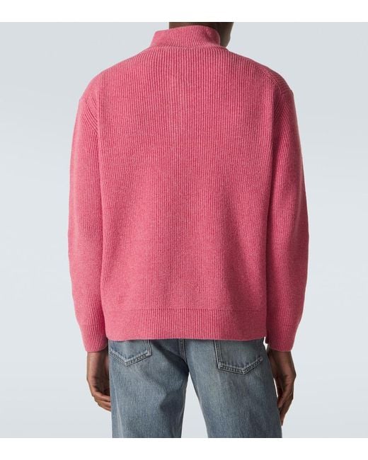 J.W. Anderson Pink Wool And Cotton Half-Zip Sweater for men