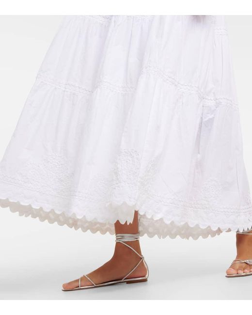 Juliet Dunn White Embroidered Cotton Poplin Maxi Dress
