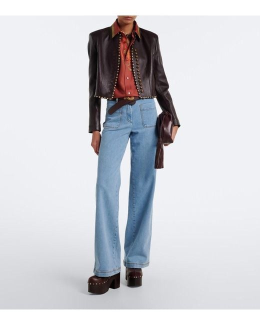 Etro Black Studded Leather Jacket