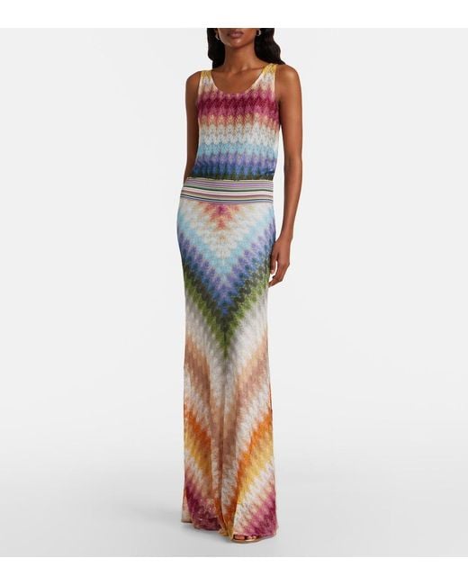 Missoni Blue Knitted Maxi Skirt