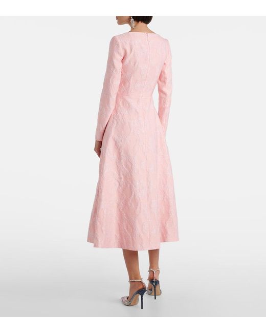 Emilia Wickstead Pink Glenda Embroidered Crepe Midi Dress