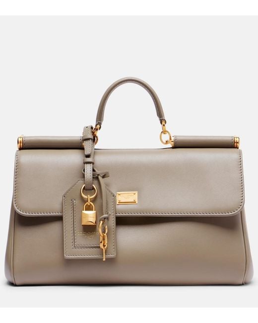 Dolce & Gabbana Natural Sicily Medium Leather Tote Bag