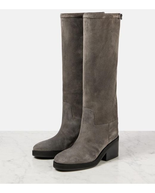 Jimmy Choo Gray Stiefel Yasmin 70 Aus Veloursleder