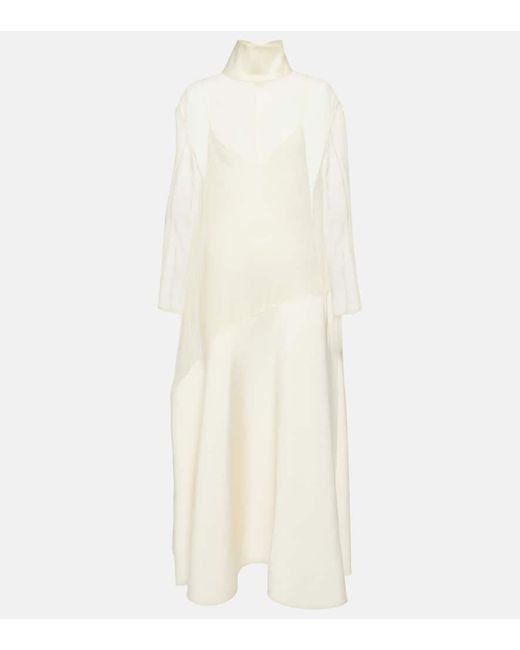 Khaite White Bellamy Silk Organza Midi Dress
