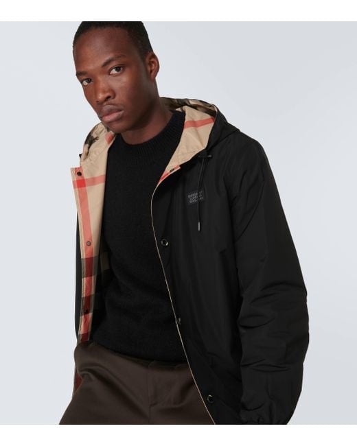 Burberry Checked Raincoat in Black for Men Lyst UK