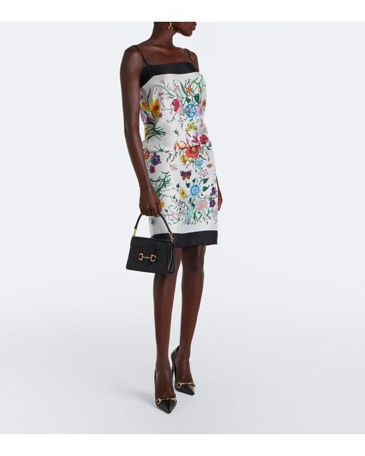 Gucci White Flora Silk Twill Minidress