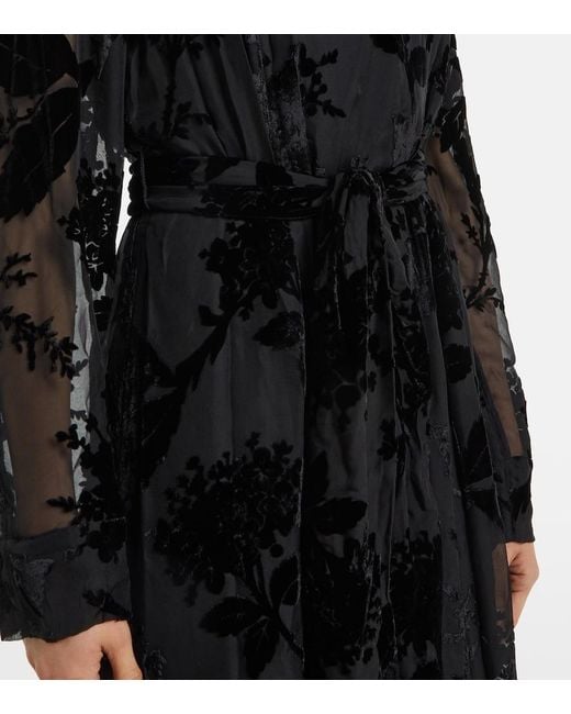 Zimmermann Black Burnout Sheath Floral Velvet Maxi Dress