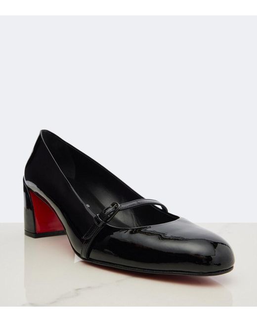 Christian Louboutin Black Jane Nina Patent Leather Mary Jane Pumps