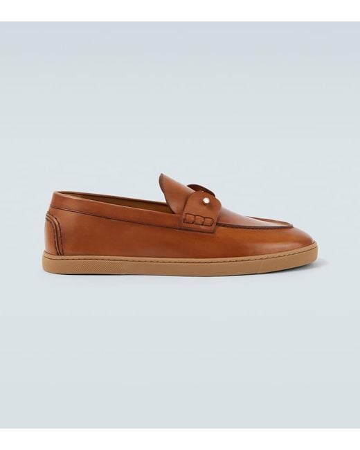 Christian Louboutin Brown Chambeliboat Leather Boat Shoes for men