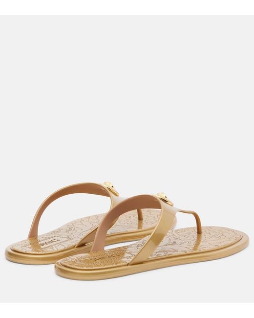Versace Natural Alia Medusa Thong Sandals