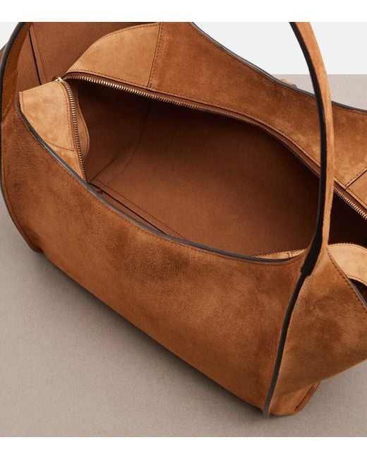 Tod's Brown T Timeless Small Suede Tote Bag