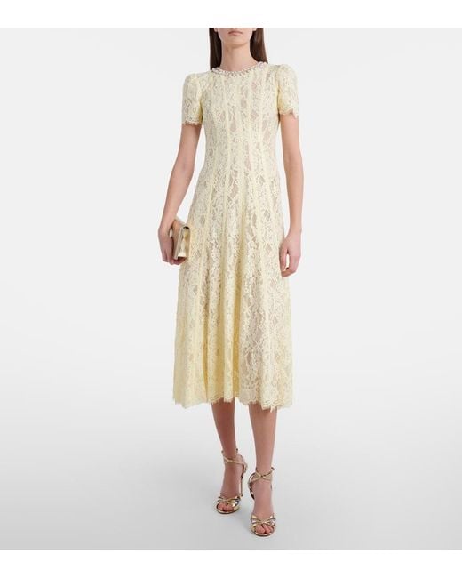 Self-Portrait Metallic Verziertes Midikleid Aus Spitze