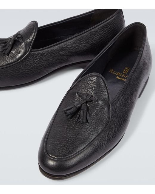 Rubinacci Black Marphy Leather Loafers for men