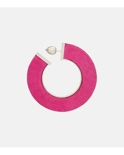 Alaïa Pink Leather-Trimmed Earrings