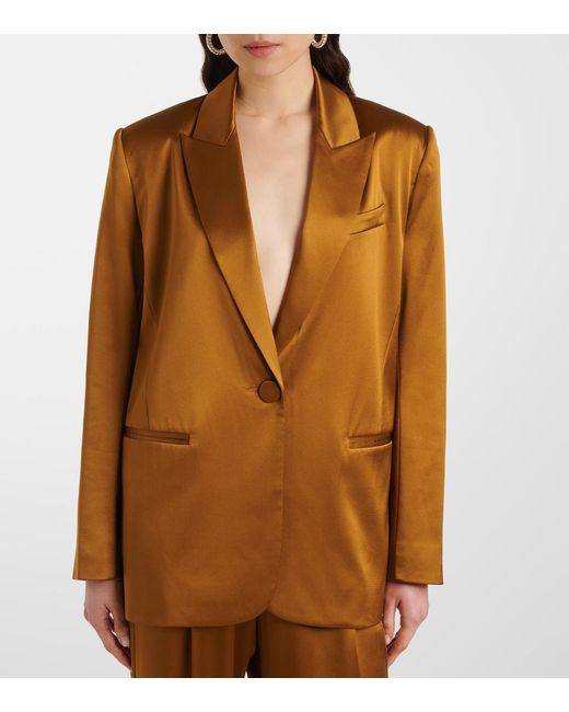 The Sei Brown Oversized Silk Satin Blazer
